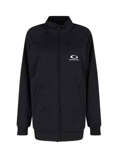 Balenciaga Logo Hoodie Sweatshirt In Blue