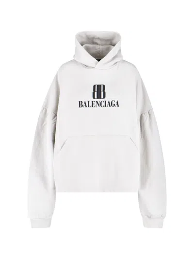 Balenciaga Logo Hoodie In White