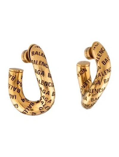 Pre-owned Balenciaga Logo Hoop Earrings In Multi