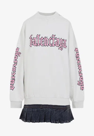 BALENCIAGA LOGO HYBRID MINI DRESS