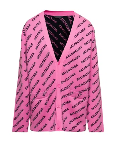 BALENCIAGA BALENCIAGA LOGO INTARSIA-KNIT CARDIGAN