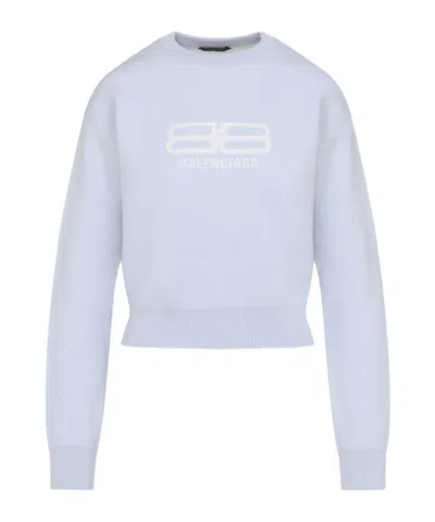 BALENCIAGA BALENCIAGA LOGO INTARSIA CREWNECK SWEATER