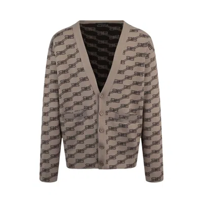 Pre-owned Balenciaga Logo Intarsia Knit Cardigan 'beige' | Tan | Men's Size 2