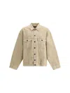 Balenciaga Beige Denim Jacket With Contrast Logo Embroidery In Neutral