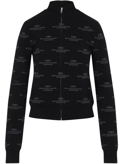 BALENCIAGA LOGO-JACQUARD CARDIGAN