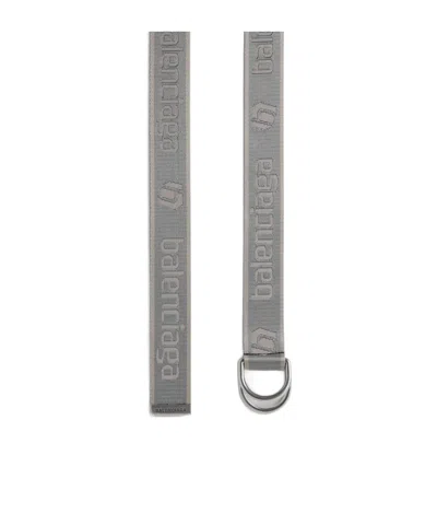 Balenciaga Logo-jacquard D-ring Belt In Gray