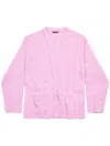 Balenciaga Women Pink Stretch Wool Blend Cardigan In Multi