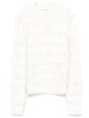 Balenciaga Fitted Furry Logo Jacquard Wool Blend Sweater In Gold