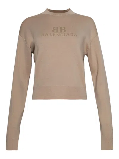 Balenciaga Logo-jacquard Top In Neutral