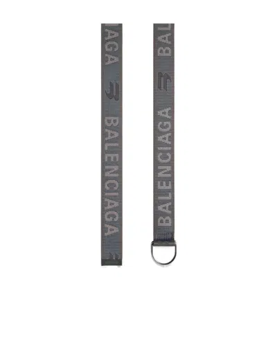 Balenciaga Logo-jacquard Webbing Belt In Gray