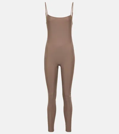 Balenciaga Logo Jumpsuit In Beige