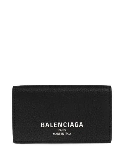 Balenciaga Logo Key Wallet In Black