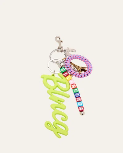 Balenciaga Logo Keychain With Charms In 8486 Multicolor