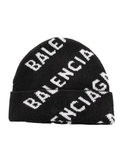 Pre-owned Balenciaga Logo Knit Beanie In Black