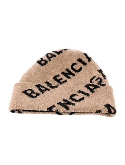 Pre-owned Balenciaga Logo Knit Beanie In Neutral