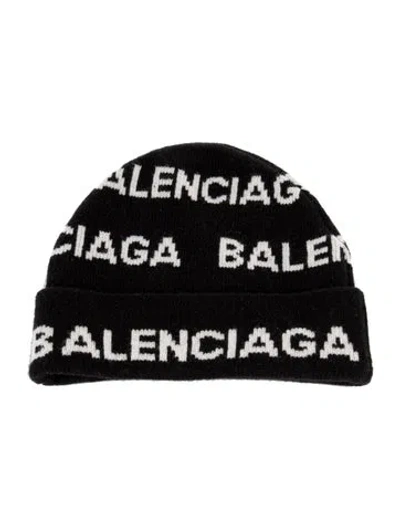 Pre-owned Balenciaga Logo Knit Beanie W/tags In Black