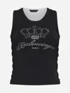 Balenciaga Rhinestone Embellished Top In Black/white