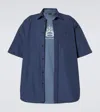 Balenciaga Logo Layered Cotton Shirt In Blue