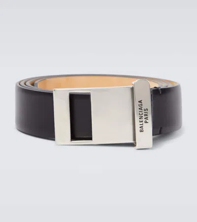 Balenciaga Logo Leather Belt In Black