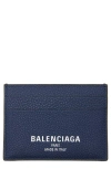 Balenciaga Logo Leather Card Case In 4032 Midnight Blue