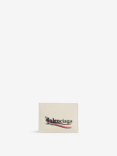 Balenciaga Logo Leather Card Holder In Contrast Printed Logo