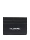 Balenciaga Logo-print Grained Leather Card Holder Accessories In Black
