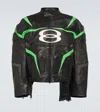 Balenciaga Racer Oversized Distressed Panelled Leather Jacket In Black