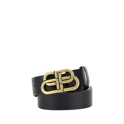 Balenciaga Logo Leather Men's Belt In Black