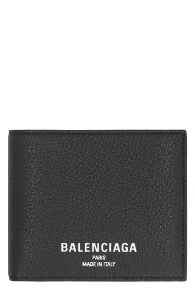 Balenciaga Logo Leather Wallet In Black