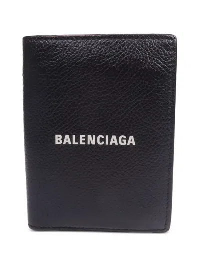 Pre-owned Balenciaga Logo Leather Wallet In Black