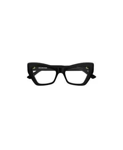 Balenciaga Logo-lettering Cat-eye Glasses In Black