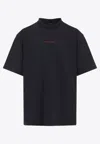 Balenciaga Logo Lettering Crewneck T-shirt In Black