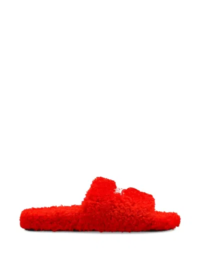 Balenciaga Logo Lettering Sliders In Red