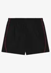 Balenciaga Rainbow Logo Elastic Waist Mesh Swim Shorts In Black