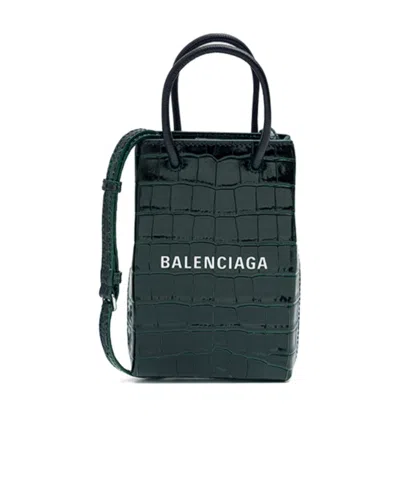 Balenciaga Logo Logo Shoulder Bag In Green