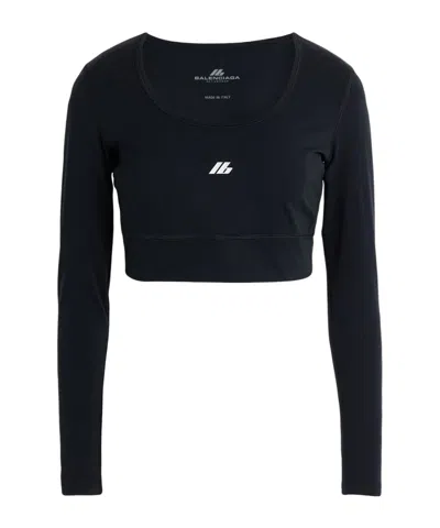 Balenciaga Logo Long Sleeve T-shirt In Blue