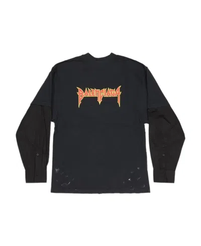 Balenciaga Logo Long-sleeved T-shirt In Black