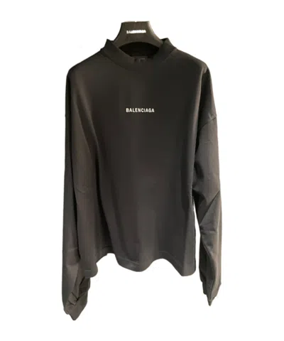 Balenciaga Logo Long-sleeved T-shirt In Black