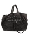 Balenciaga Logo Mesh Tote In Black/white