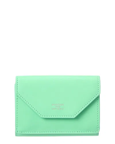 Balenciaga Logo Mini Leather Card Holder In Green