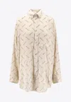 Balenciaga All-over Logo Long-sleeved Shirt In Orange
