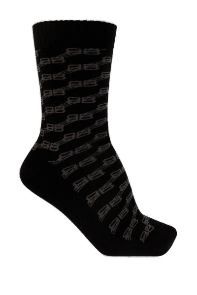 Balenciaga Logo Monogram Socks In Black