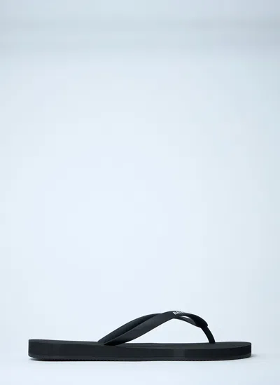 Balenciaga Logo Motif Flip Flops In Black