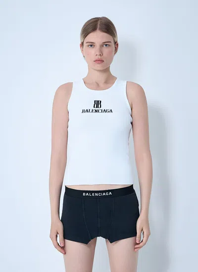 Balenciaga Logo Motif Tank Top In White