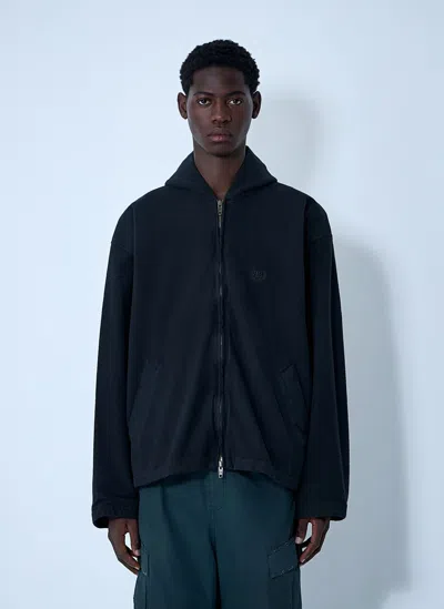 Balenciaga Hooded Zip-up Jacket For Men In Black