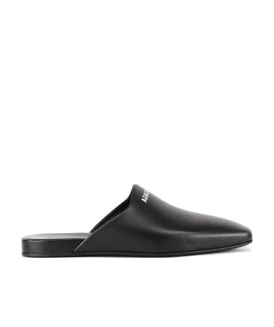 Balenciaga Logo Muller Shoes In Black