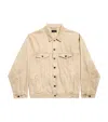 Balenciaga Beige Denim Jacket With Contrast Logo Embroidery In Neutral