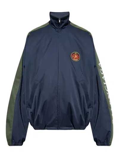 Balenciaga Cotton Jacket With Stand-up Collar In Blue