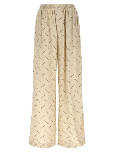 Balenciaga Logo Pants In Beige