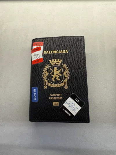 Balenciaga Logo Passport Holder In Black